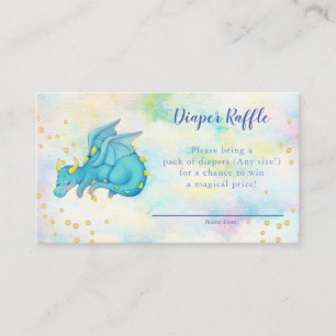 Boys Blue Dragon Diaper Baby shower Raffle Informatiekaartje