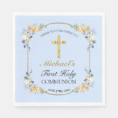 Boys Blue Floral 1st Heilige Communie Servet (Voorkant)