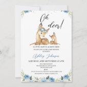 Boys Blue Floral Oh Deer Baby shower Kaart (Voorkant)