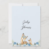 Boys Blue Floral Oh Deer Baby shower Kaart (Achterkant)