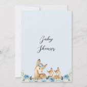 Boys Blue Floral Oh Deer Twins Baby shower Kaart (Achterkant)