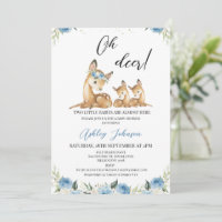 Boys Blue Floral Oh Deer Twins Baby shower