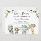 Boys Blue Floral Safari Animals Baby shower Kaart (Voorkant)