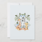 Boys Blue Floral Safari Wild One Baby shower Kaart (Achterkant)