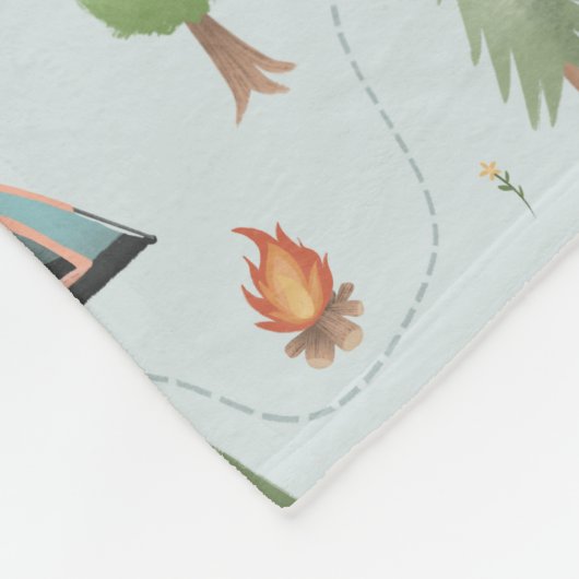 Boys Blue Forest Beer Camping Pattern Name Kinder Fleece Deken (Hoek)