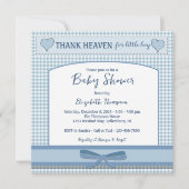 Boys Blue Gingham Baby shower Kaart (Voorkant)