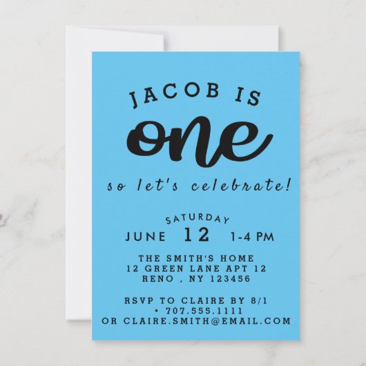 Boys Blue Glitter foto eerste verjaardag Kaart (Achterkant)