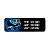 Boys Blue Glow Schaats Verjaardagsfeestje Adreseti Etiket (Voorkant)