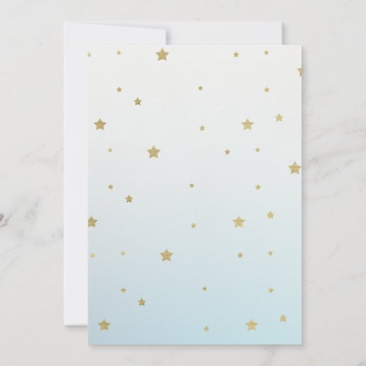 Boys Blue Gold We Are Over The Moon Baby shower Kaart (Achterkant)