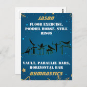Boys Blue Gold Winter Gymnastics Personalized Briefkaart (Voorkant / Achterkant)