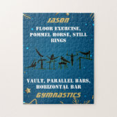 Boys Blue Gold Winter Gymnastics Personalized Legpuzzel (Verticaal)