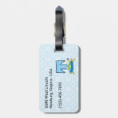 Boys Blue Letter T voor schildpad, monogrammed Tra Bagagelabel (Achterkant verticaal)