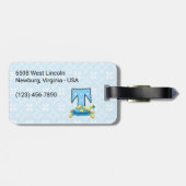 Boys Blue Letter T voor schildpad, monogrammed Tra Bagagelabel (Achterkant horizontaal)