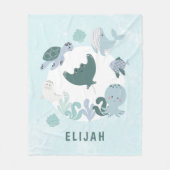 Boys Blue onder het Zee Ocean Animals Kinder Fleec Fleece Deken (Voorkant)