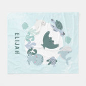 Boys Blue onder het Zee Ocean Animals Kinder Fleec Fleece Deken (Voorkant (Horizontaal))