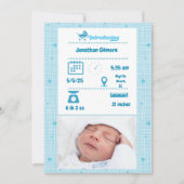 Boys Blue Photo Birth Stats Announounance Kaart (Voorkant)