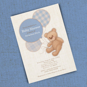 Boys Blue Pset Teddy Bear Baby shower Kaart