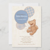 Boys Blue Pset Teddy Bear Baby shower Kaart (Voorkant)