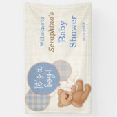 Boys Blue Pset Teddy Bear Baby shower Spandoek (Verticaal)