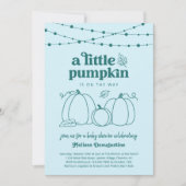 Boys Blue Pumpkin Baby shower Invitation Kaart (Voorkant)