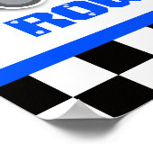 Boys blue raceauto, gepersonaliseerd poster (Hoek)
