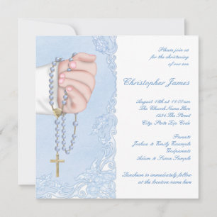 Boys Blue Rosary Christening Kaart