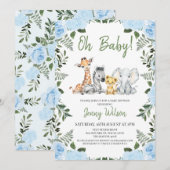 Boys Blue Rozen Foliage Safari Baby shower Kaart (Voorkant / Achterkant)