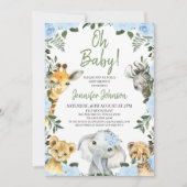 Boys Blue Rozen Safari Animals Baby shower Kaart (Voorkant)