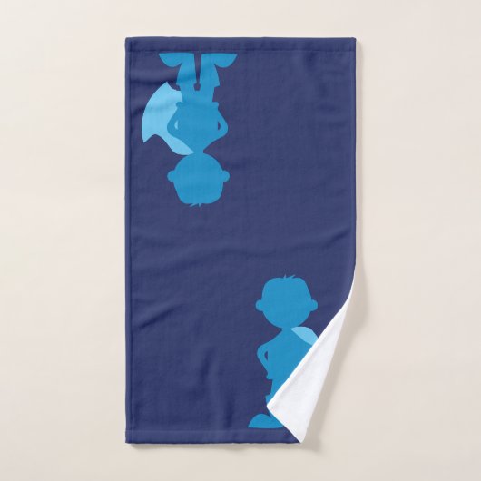 Boys Blue Superheld Silhouette - Aangepast Kind Bad Handdoek (Handdoek)