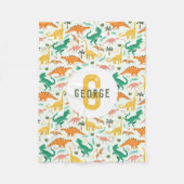 Boys Blue T-Rex Jungle Dinosaur Monogrammed Fleece Deken (Voorkant)