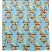 Boy's Blue Teddy Bear Douchegordijnen (Voorkant)