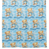 Boy's Blue Teddy Bear Douchegordijnen (Voorkant)