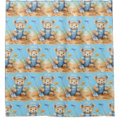 Boy's Blue Teddy Bear Douchegordijnen (Voorkant)