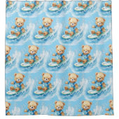 Boy's Blue Teddy Bear Douchegordijnen (Voorkant)