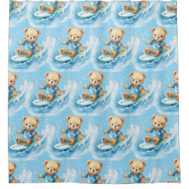 Boy's Blue Teddy Bear Douchegordijnen