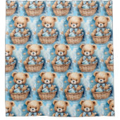 Boy's Blue Teddy Bear Douchegordijnen (Voorkant)