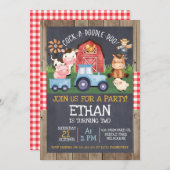 Boys Blue Tractor Chalkboard Boerderij Verjaardag Kaart (Voorkant / Achterkant)