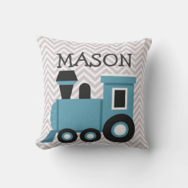 Boys Blue Train Personated Pillow Kussen