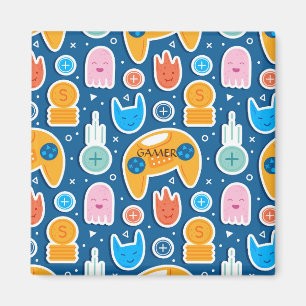 Boys Blue Video Game Controller Patroon Magneet