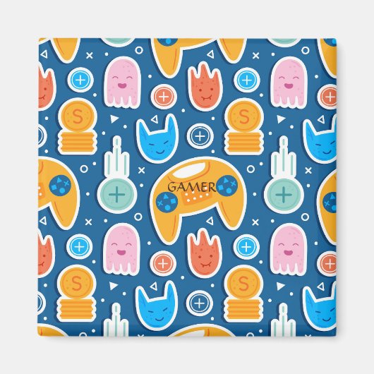 Boys Blue Video Game Controller Patroon Magneet (Voorkant)