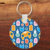Boys Blue Video Game Controller Patroon Sleutelhanger (Achterkant)