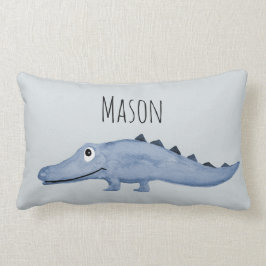 Boys Blue Waterverf Crocodile Safari Baby Nursery Kussen