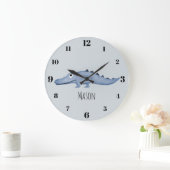 Boys Blue Waterverf Crocodile Safari Name Nursery Grote Klok (Huis)