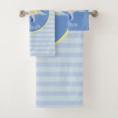 Boys Blue Waterverf Dinosaur en Name Kinder Bad Handdoek (Insitu)