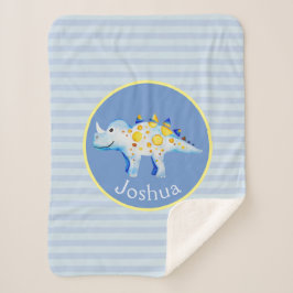 Boys Blue Waterverf Dinosaur en Name Kinder Sherpa Deken