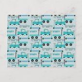 Boys Blue Wheels Retro Scooters auto's Wagons Truc Briefkaart (Voorkant)