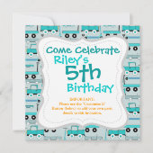 Boys Blue Wheels Retro Scooters auto's Wagons Truc Kaart (Voorkant)