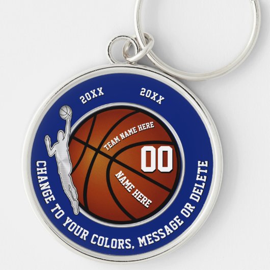 Boys Blue White Basketball Senior Night Gift Ideeë Sleutelhanger (Voorkant)