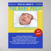 Boys Blue Yellow Keepomwille Foto Birth Poster (Voorkant)