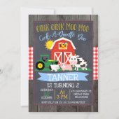 Boys Boerderij Barnyard Chalkboard Birthday Uitnod Kaart (Voorkant)